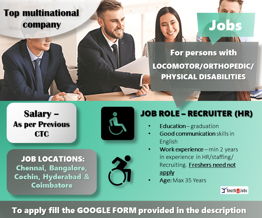 Youth4Jobs's tweet photo. Recruiter job openings
.
.
Fill google form to apply - https://t.co/TFOcjqEbPr
.
Only for persons with locomotor/orthopedic/physical disabilities
@meerashenoy #pwdjobs @SVP_India @UNICEFIndia @YuWaahIndia @NSDCINDIA https://t.co/7oSN88VVUg