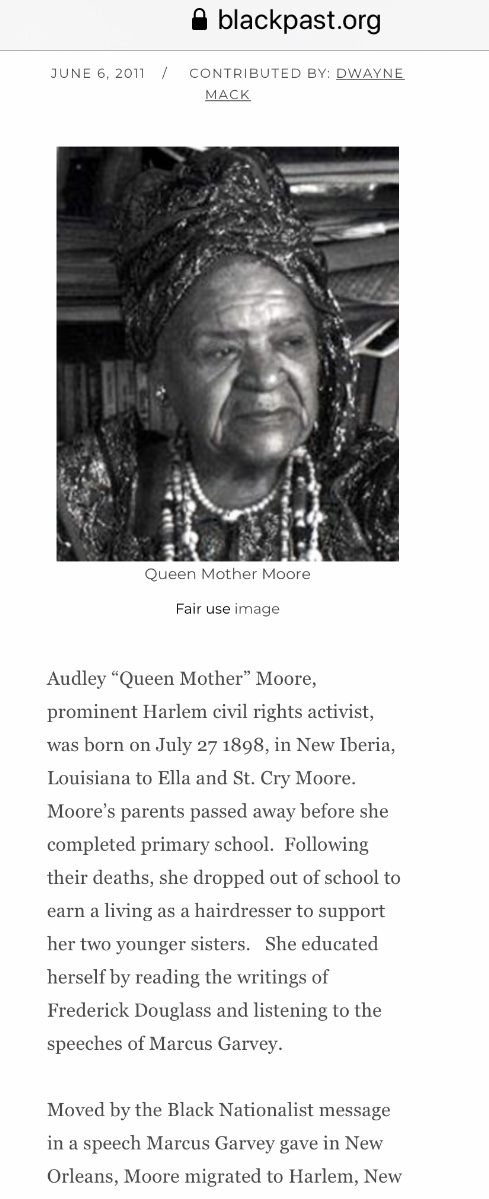 AyizeS's tweet photo. #TodayInBlackHistory 5/2 of 1997 #RIP #QueenMotherMoore aka #AudleyMoore #SheToldUs "There wasn't nothing to do but get in the struggle!" ⁦@barbs73 ⁦@HistoryHeroes ⁦@queenie4rmnola ⁦@dijoni ⁦@historianspeaks ⁦@MsSpice9 ⁦@Netfafree See: https://t.co/HgulLZAJ4v https://t.co/0yxRlmryMn