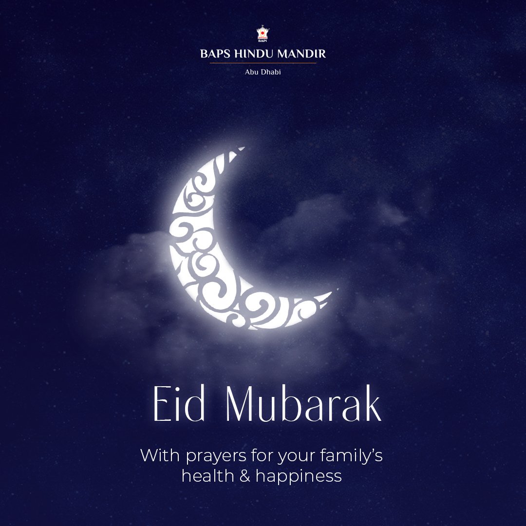 AbuDhabiMandir's tweet photo. On this auspicious occasion of Eid Al - Fitr, the BAPS Hindu Mandir in Abu Dhabi is wishing a warm and festive Eid to all.

#BapsHinduMandir #AbuDhabi #Eid2022 https://t.co/MHglDKN2M7