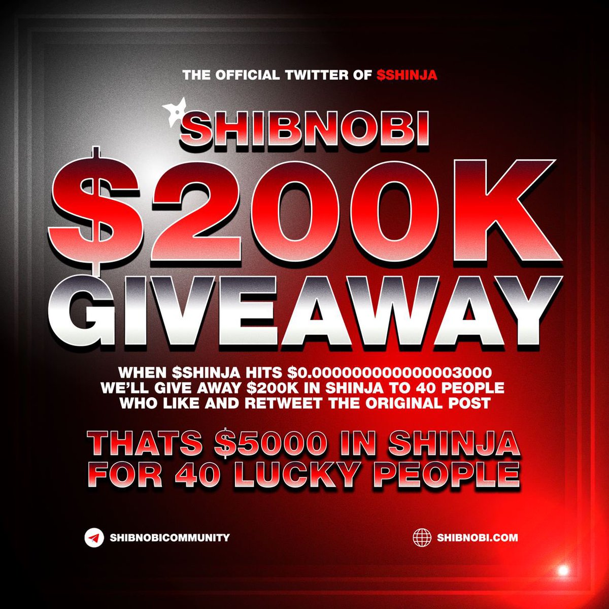 SHIBNOBI (@shib_nobi) on Twitter photo Hey #ShibnobiArmy don’t forget!! $200,000 $SHINJA giveaway! 
(When not if) 🥷😎🥳 
Must “Like and RT” original post below! #Shibnobi #SHINJA Hey #ShibnobiArmy don’t forget!! $200,000 $SHINJA giveaway! 
(When not if) 🥷😎🥳 
Must “Like and RT” original post below! #Shibnobi #SHINJA
