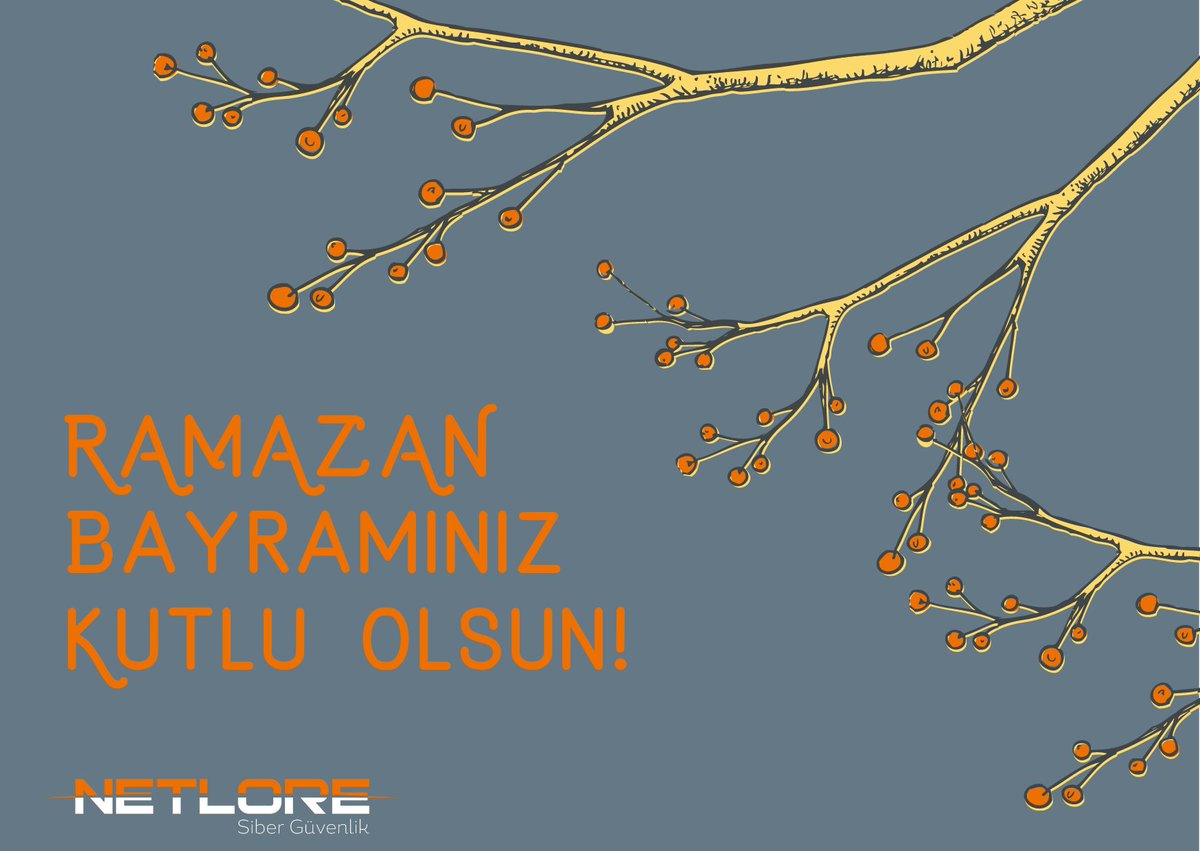 Sağlık, huzur ve mutluluk dolu nice bayramlara. Ramazan Bayramınız kutlu olsun.

#RamazanBayramı #SağlıkHuzurMutluluk #iyibayramlar #netlore #cyber #cybersecurity #sibergüvenlik #SiberGüvenlik #siber