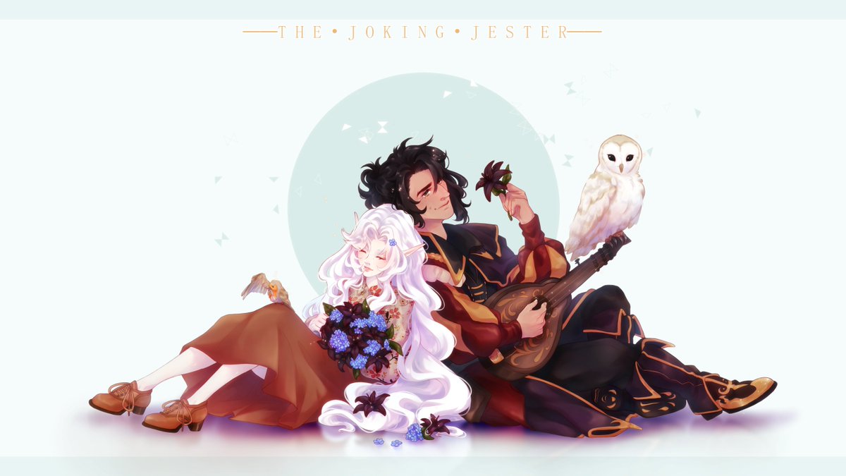 Lily and the Bard 🪷 - - - A gentle, lovely tune forever played, just between them. #oc #ocship @Yonniboi1