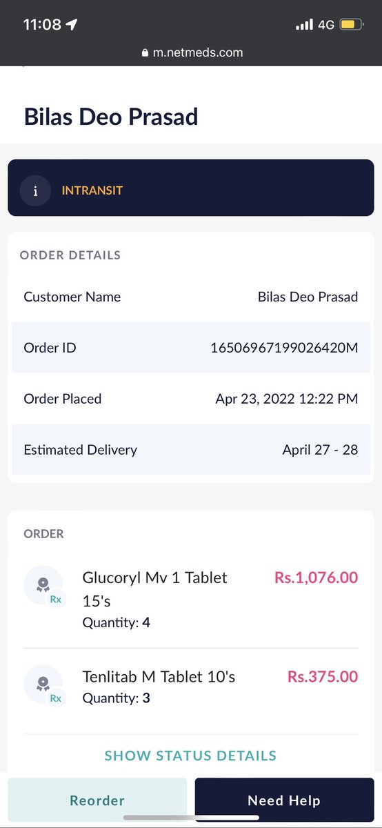 dearituraz's tweet photo. @NetMeds I have ordered some medicine for my grandparents, the estimated delivery was 28th April, I spoke to the support today n they said it’s still in Patna. This was my 1st purchase from @NetMeds and I am sure I will not recommend anyone to use #NetMeds https://t.co/y9RBQeIgCA