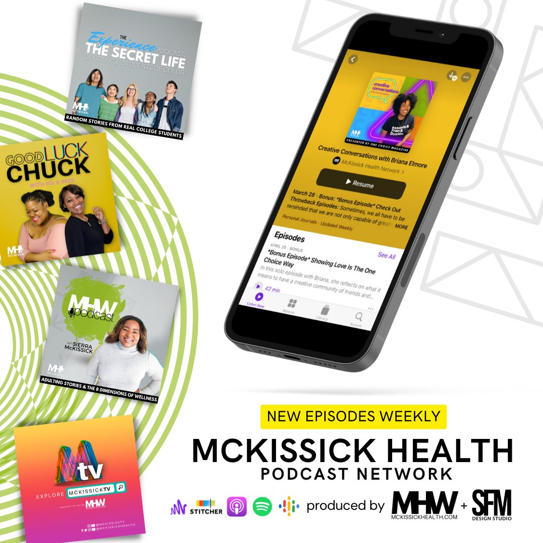 mckissickhealth's tweet photo. Start #May off with a new episode of every show on the #McKissickHealthPodcastNetwork.
Start listening to #CreativeConversationsPod with Briana Elmore (@briana_e93) a podcast highlighting upcoming creators. Brought to you by @OneChoiceMag.
Listen now on https://t.co/WNlEnKF9Gi. https://t.co/yDGtDT9AdK