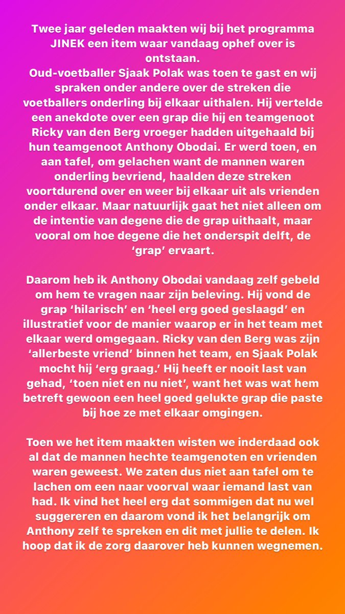 Wat een wonderlijk statement van @Jinek_RTL

Kennelijk mag je met een miljoen kijkers lachen om anale aanranding als het slachtoffer *achteraf* verklaart dat hij het 'hilarisch' vond

Ik kan me niet herinneren dat iemand heeft geopperd om het slachtoffer van Derksen te bellen