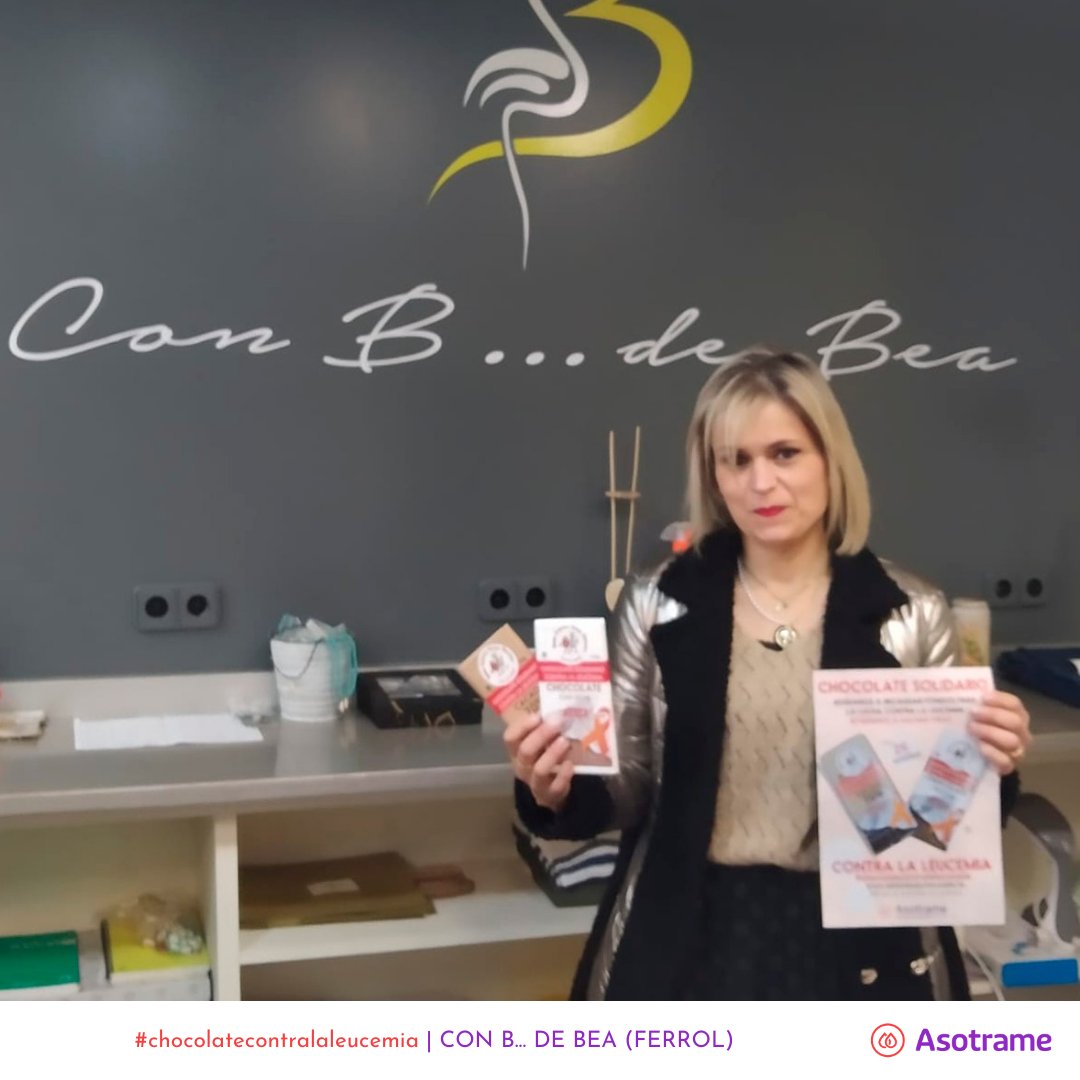 Asotrame1's tweet photo. 🗣Poco a poco, somos más. Contamos con nuevo punto de venta de #chocolatecontralaleucemia en #Ferrol. También en la tienda de moda Con B De Bea, en el barrio de San Xoán, podréis conseguir nuestro🍫. Por cada tableta vendida, @ChocolatesNakoa dona 0,70 € para apoyar a #Asotrame. https://t.co/7WbYHERPVC
