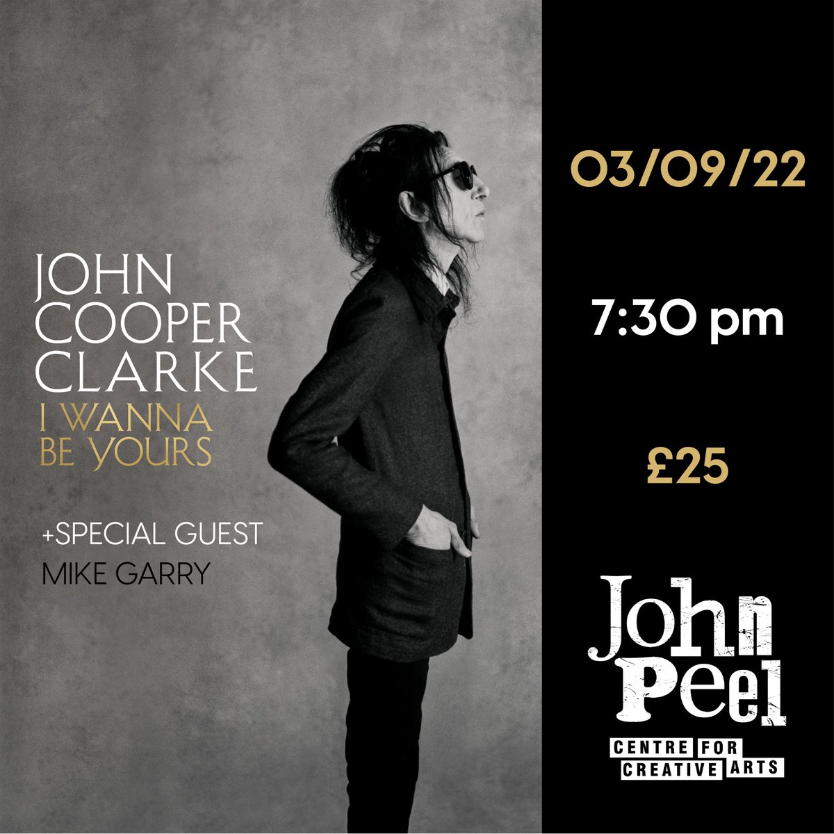 Tickets have just gone on sale for JOHN COOPER CLARKE !! @official_jcc Saturday 3rd September with special guest @mikegarry Seated event - early booking recommended ! johnpeelcentre.com/event/john-coo… #Suffolk #Poetry #JohnCooperClarke #PunkPoet #ThePeoplesPoet #JohnPeelCentre