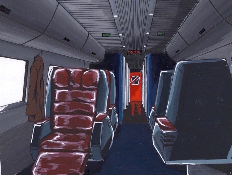 KTM20388546's tweet image. 【高校3年卒業制作】
アメリカ東海岸のボストン〜ニューヨーク〜ワシントンを結ぶ高速車両をデザインしました！
大都市をdoor-to-doorで行ける利点を生かし、”車内働くも良し、休むも良し”のコンセプトでインテリアを考えました。 #amtrack #traindesign #industrialdesign #鉄道デザイン #卒業制作