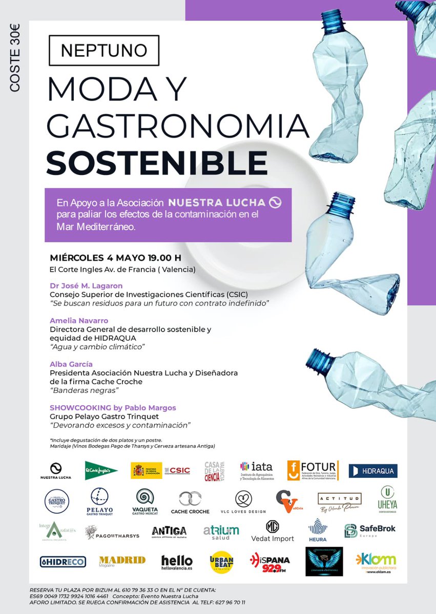 Por si os interesa asistir. Alba y su equipo de la Asociación Nuestra Lucha, volcada en paliar la contaminación plástica en el Mediterráneo, os proponen esta jornada de concienciación … <a href="/iata_csic/">IATA CSIC</a> <a href="/Uspackproject/">Usable Packaging</a>