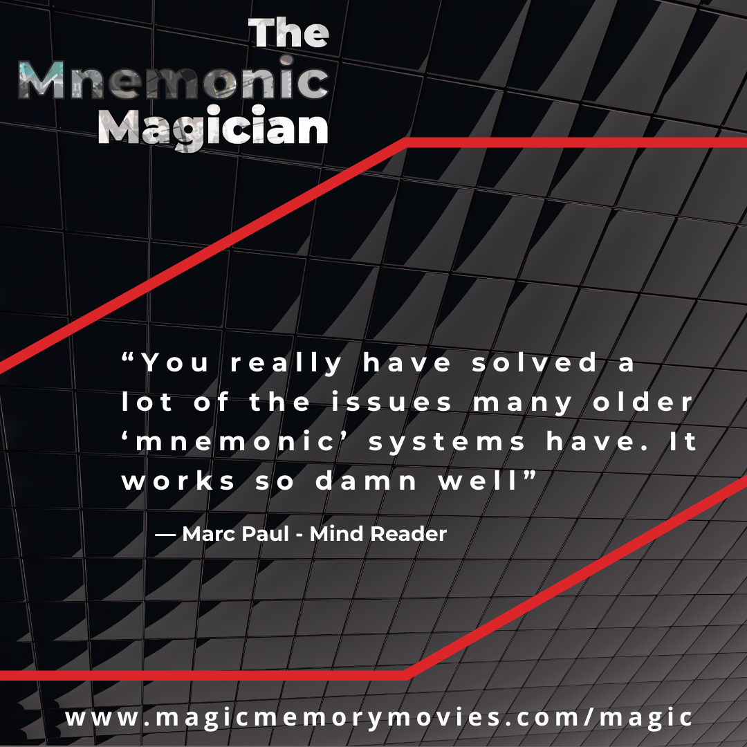 magicmemoryuk's tweet image. The Mnemonic Magician - A stand alone version of Magic Memory Movies specifically for Magicians and Mind-Readers. Discover the fastest way to memorise a stack, remember shuffled decks plus ideas for memorising scripts &amp;amp; much more. magicmemorymovies.com/magic #mnemonicmagician #magic
