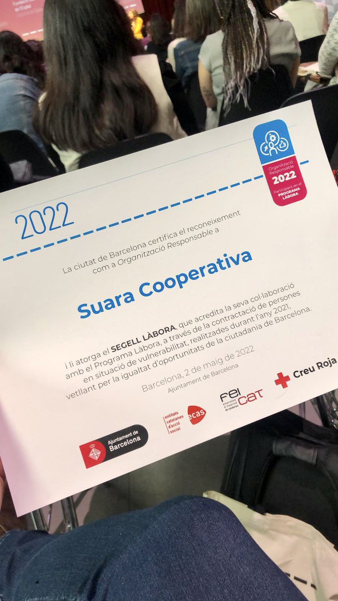 suaracoop's tweet photo. 👥 Avui participem a la VII Jornada de Networking del #ProgramaLabora de @bcn_ajuntament.

📃Contentes de rebre, un any més, el Segell Làbora que ens acredita com a entitat col•laboradora responsable.

🤝Gràcies a l’organització i a les empreses participants per fer-ho possible! https://t.co/WVYoSHZEZO