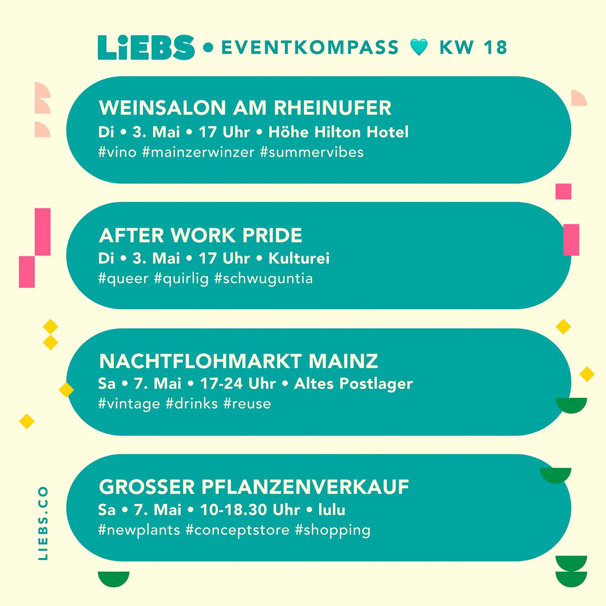 Was brauchen wir für einen vorfreudigen Start in die neue Woche? 🤔 Klar, einen neuen LIEBS-Eventkompass. 🙃 Habt eine gute Zeit und genießt die Sonnenstrahlen. 
#Mainz #Wochenstart