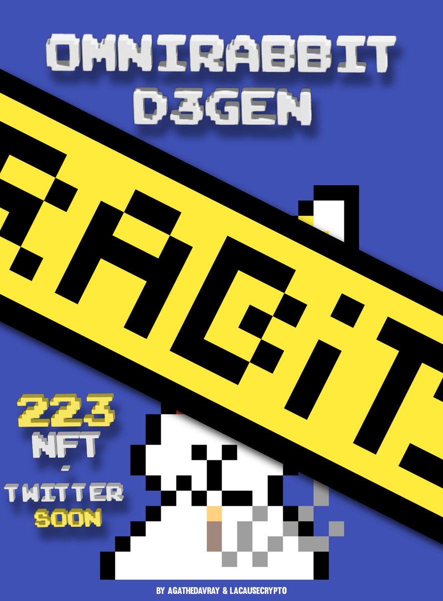 OmniRabbit's tweet photo. Stealth Launch Incoming
223 Mints Free 
Discord call #degen &amp; #DAO FR
🔽Whitelist 🔽
To enter:
🥕Follow @OmniRabbit 
🥕RT + Like
🥕 Discord Tag
🥕Tag 2 NFT friends 

⏱ 48 hours

#layerzero #omnichain #omninft #omnichainnft #layer0 #nfts #tofunft #NFTGiveaway #NFT  #freemintNFT https://t.co/UneTpdk898