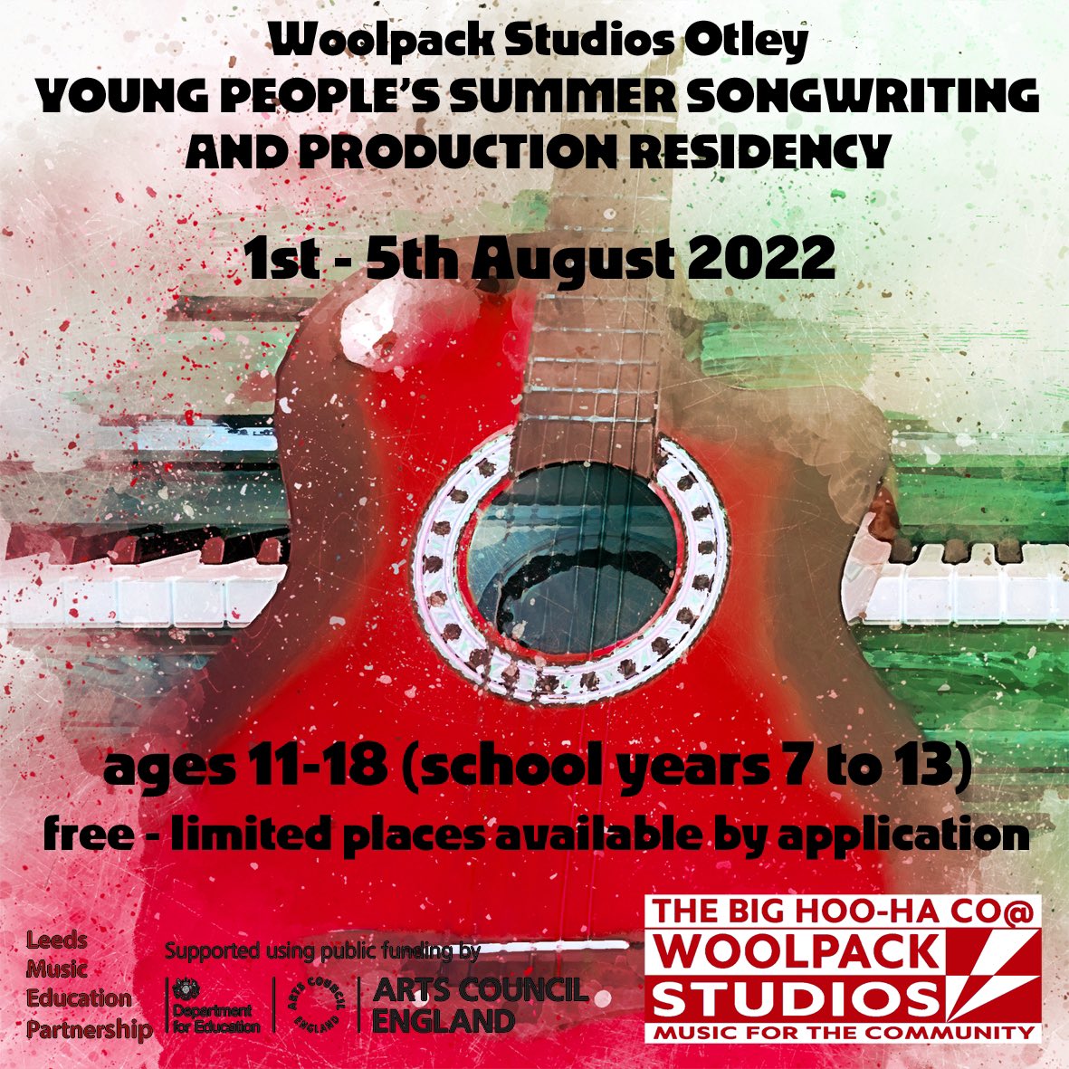 WOOLPACK STUDIOS (@woolpackstudios) on Twitter photo ๐ง๐น APPLICATIONS NOW OPEN FOR OUR SUMMER SONG WRITING AND MUSIC PRODUCTION RESIDENCY! ๐น๐ง
We have 12 places available and they are FREE for young people (school years 7-13) to attend thanks <a href="/LeedsMusicEd/">West Yorkshire Music Hub - Leeds</a>
Applications close 03.06.22 linktr.ee/woolpackstudios <a href="/PrinceHenrysGS/">Prince Henry's Otley</a> ๐ง๐น APPLICATIONS NOW OPEN FOR OUR SUMMER SONG WRITING AND MUSIC PRODUCTION RESIDENCY! ๐น๐ง
We have 12 places available and they are FREE for young people (school years 7-13) to attend thanks <a href="/LeedsMusicEd/">West Yorkshire Music Hub - Leeds</a>
Applications close 03.06.22 linktr.ee/woolpackstudios <a href="/PrinceHenrysGS/">Prince Henry's Otley</a>
