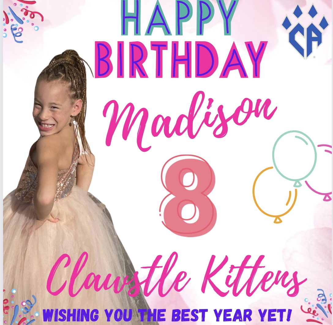 Happy 8th Birthday to this cutie! Hope your day is full of sweet treats giggles 🥳 <a href="/CA_CharlotteNC/">Cheer Athletics NC</a>