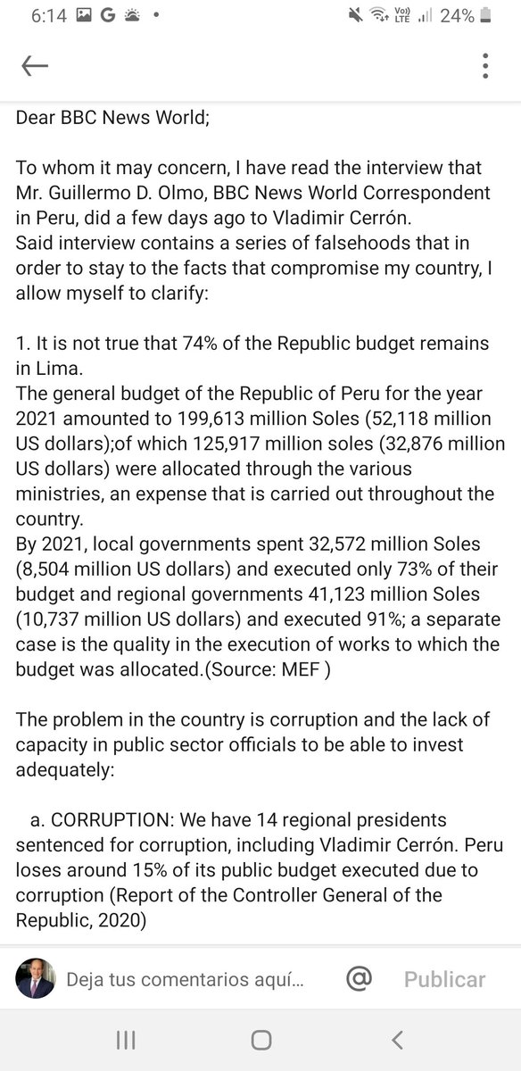 AIndacocheaPeru's tweet photo. EXPLANATORY LETTER TO BBC NEWS.
INTERVIEW TO VLADIMIR CERRON https://t.co/aaBBOXqKZq