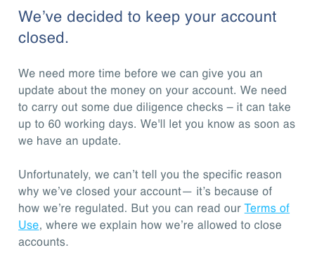 FreeAnimal7's tweet photo. @horror_wise @transferwise I have no idea how our business will survive for 60 working days (like 3 months) with 269k stuck! We will have to close the business which we have built up over 14 years thanks to  @transferwise. Salaries &amp; Supplier payments all stuck. This should not be allowed to happen! https://t.co/tO9Wp9lyhX