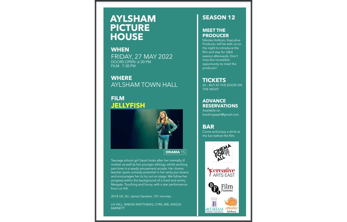 Our next film in Season 12 is Jellyfish, which tells the story of schoolgirl Sarah (played by Liv Hill)’s discovery of an unexpected outlet for her frustration and quick-tempered wit: stand-up comedy. The Evening Standard described it as ‘Moving, provocative and often hilarious’