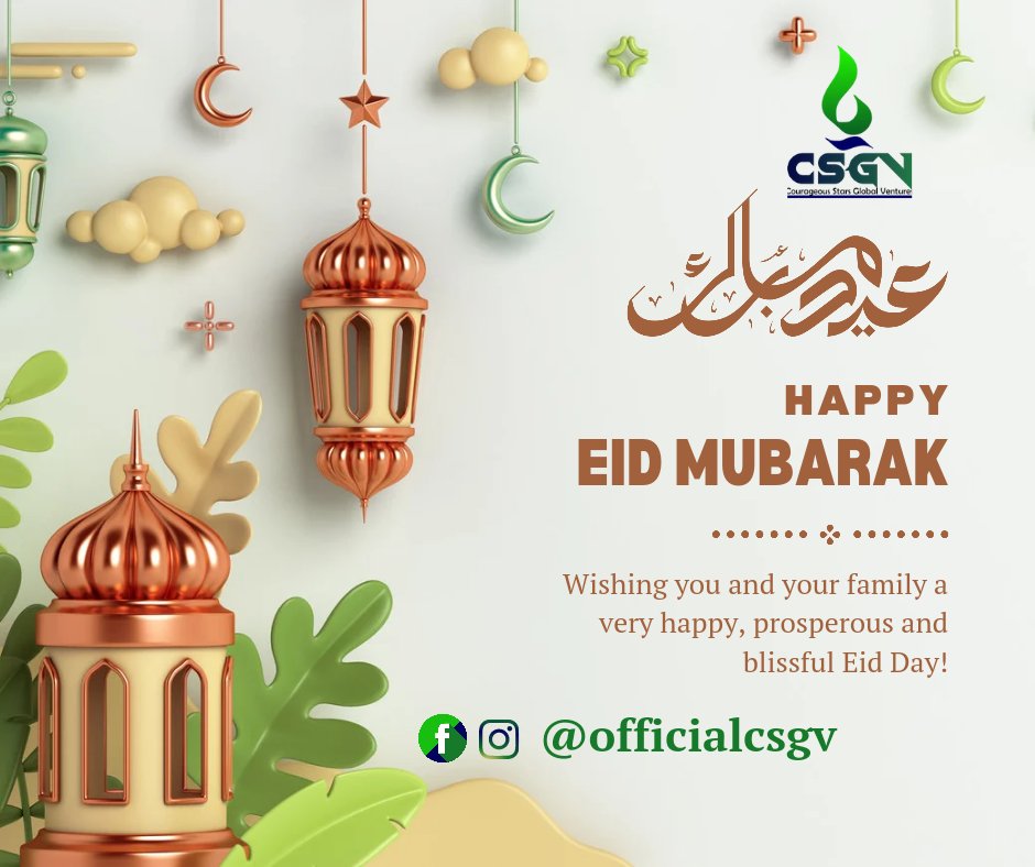 officialcsgv's tweet photo. Greetings to all our muslim brothers and sisters.

May Allah open the doors of happiness and prosperity for you.

Happy Eid Mubarak.
#Lekki #Bowen #ebutemetta #EidMubarak https://t.co/ed8ufFpdtO
