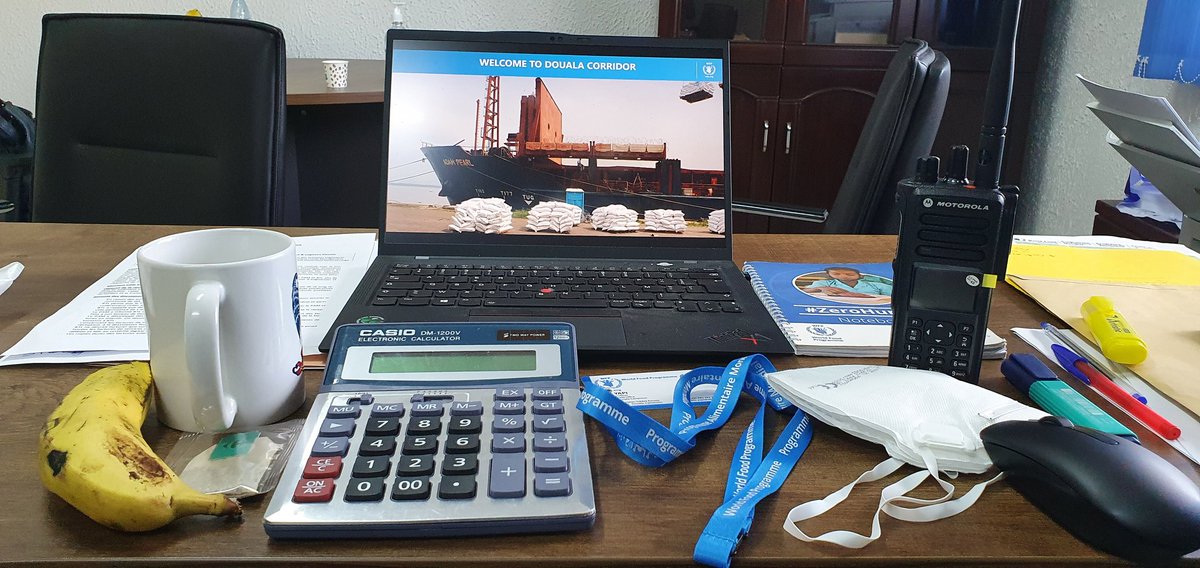 YapiEric7's tweet photo. From Douala #corridor #myWFPstarterpack is oriented to #SavingLives and #ChangingLives. Having a☕of tea and a🍌help me focusing my day in our #supplychain. It's a team🤝work and @NellyNDE1 at the #warehouse will tell us more 😉.

#HAPPYLABOURDAY2022 
@WFP_Cameroon 
@WanjaKaaria https://t.co/rIcmxZnBNb