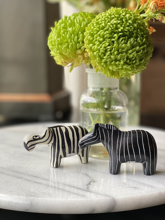 Zebra Soapstone Sculptures, Set of 2 etsy.me/3CXqxWS #sculpture #sculptures #sculptureart #stonesculpture #smallsculptures @etsymktgtool