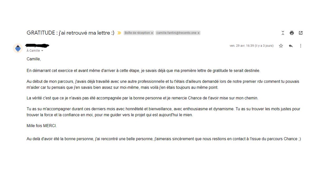 Camiliafantini's tweet photo. Quand j'ouvre ma boite mail un lundi matin et que je tombe sur une lettre comme ça, je me sens reboostée pour toute la journée qui plus est en sortie d'un gros week-end festif🤗La gratitude a un pouvoir extraordinaire, Pensez-y. C aussi merveilleux de donner que de recevoir😘 https://t.co/MStjCbakas