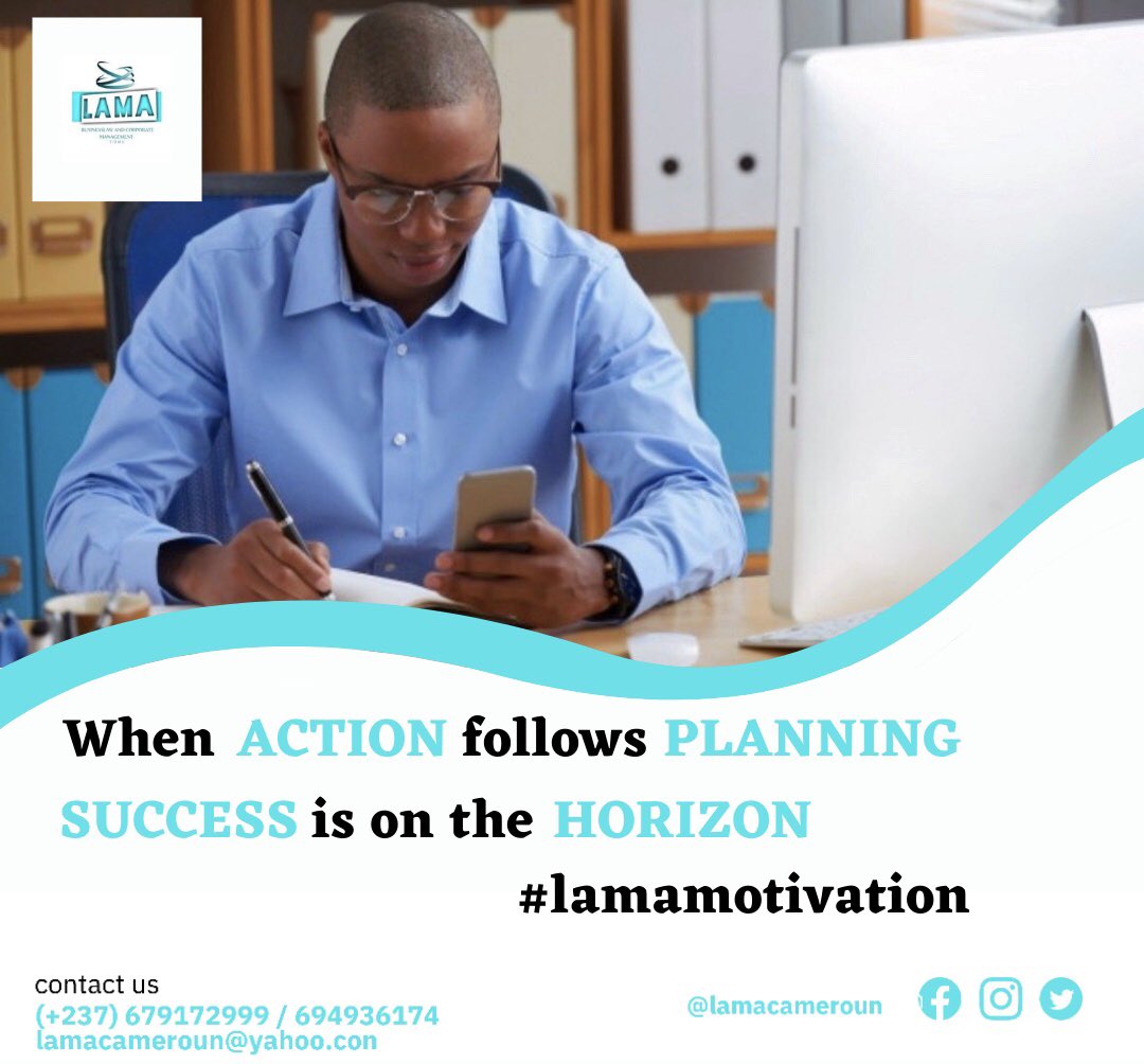 lamacameroun's tweet photo. [ ADVICE ]

For your business 🏢 and the development ↗️ of your activities planning and action must always be combined.

Great start to the week with @lamacameroun business services.

#entrepreneurship
#development
#lamacameroun
#goodweekstart https://t.co/epIKbScaIn