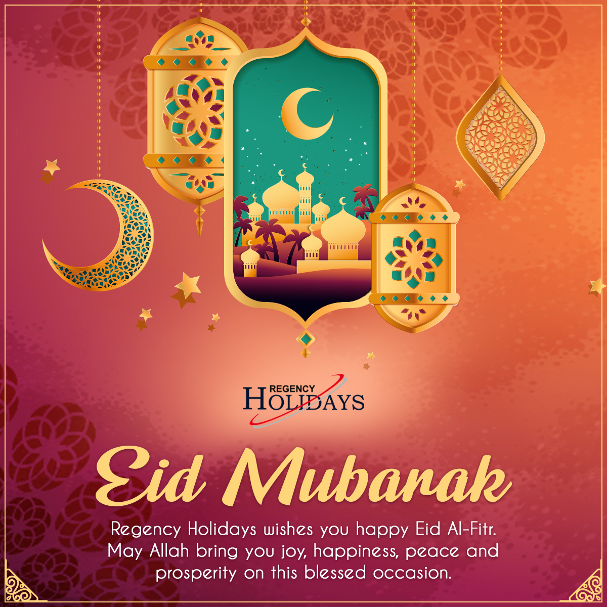 Eid Mubarak 🌙🙂

#EidMubarak2022 #EidAlFitr #EidWishes #RegencyTravelAndTours #RTT