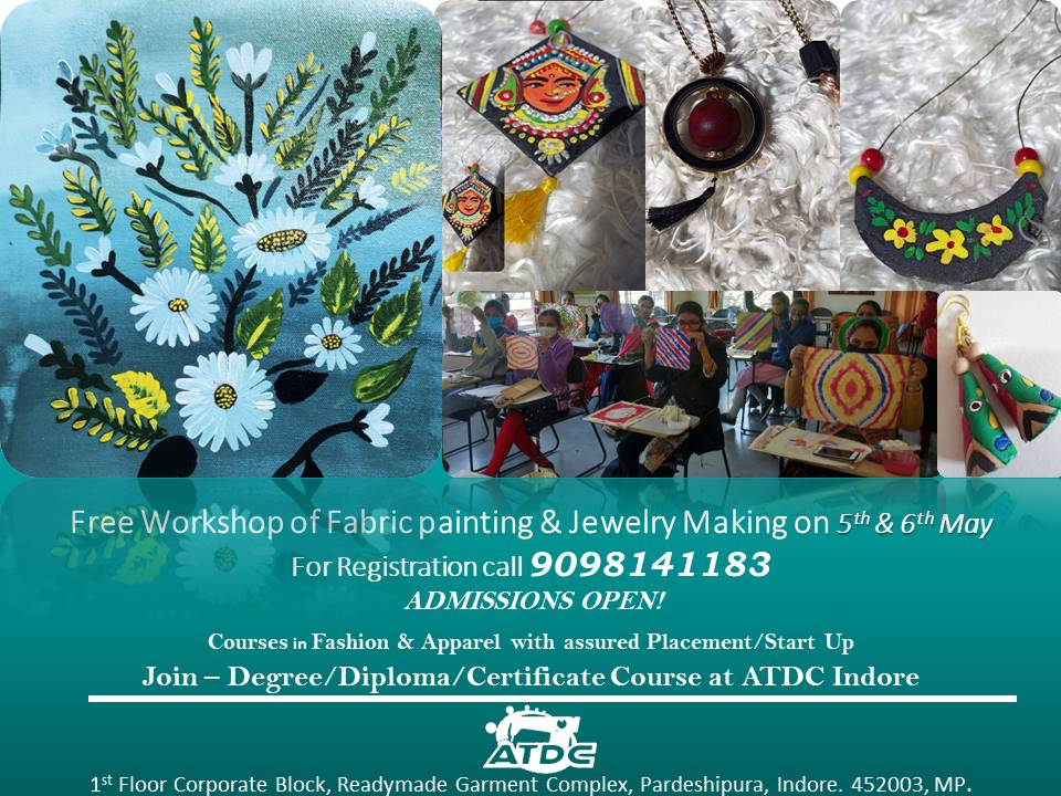 AtdcIndore's tweet photo. Admissions Open!!
#Degree #Diploma  #Certificatecourses #Fashiondesign #ApparelManufacturing #Admissions #Appareljobs #Fashioncoures #ATDCindia #AEPCIndia #freeinternships #Degreeinfashion #Fashiondegree #workshop #fabricpainting #jewelrymaking #jewelrydesigner #canvaspainting https://t.co/4Z1JhbsomX