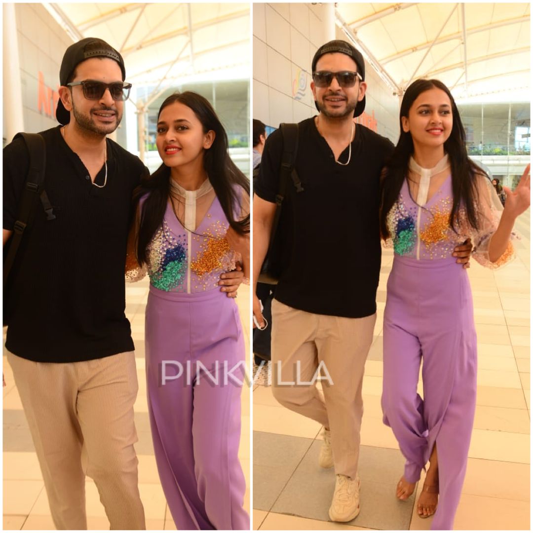#TejasswiPrakash &amp; #KaranKundrra were spotted at the airport with a beautiful smile! 😍☺️