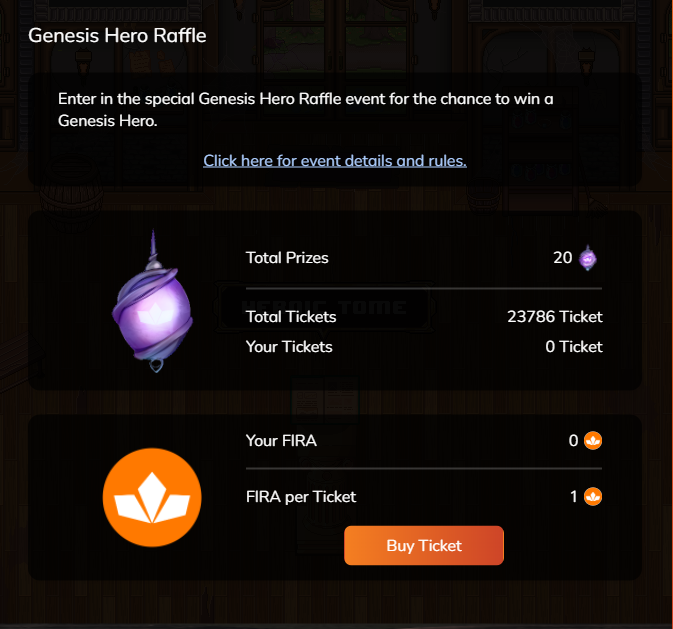 0xUMBUR's tweet photo. Only 11 hours remain for @Defiraverse's Genesis Hero Raffle! ⌛️

So far 23786 tickets have been purchased with $FIRA which will be 100% burned! 🔥

You can still enter the raffle at https://t.co/tcuysNAz66 👈

Good luck to all participants! 🍀 https://t.co/KrjkjkvcsL