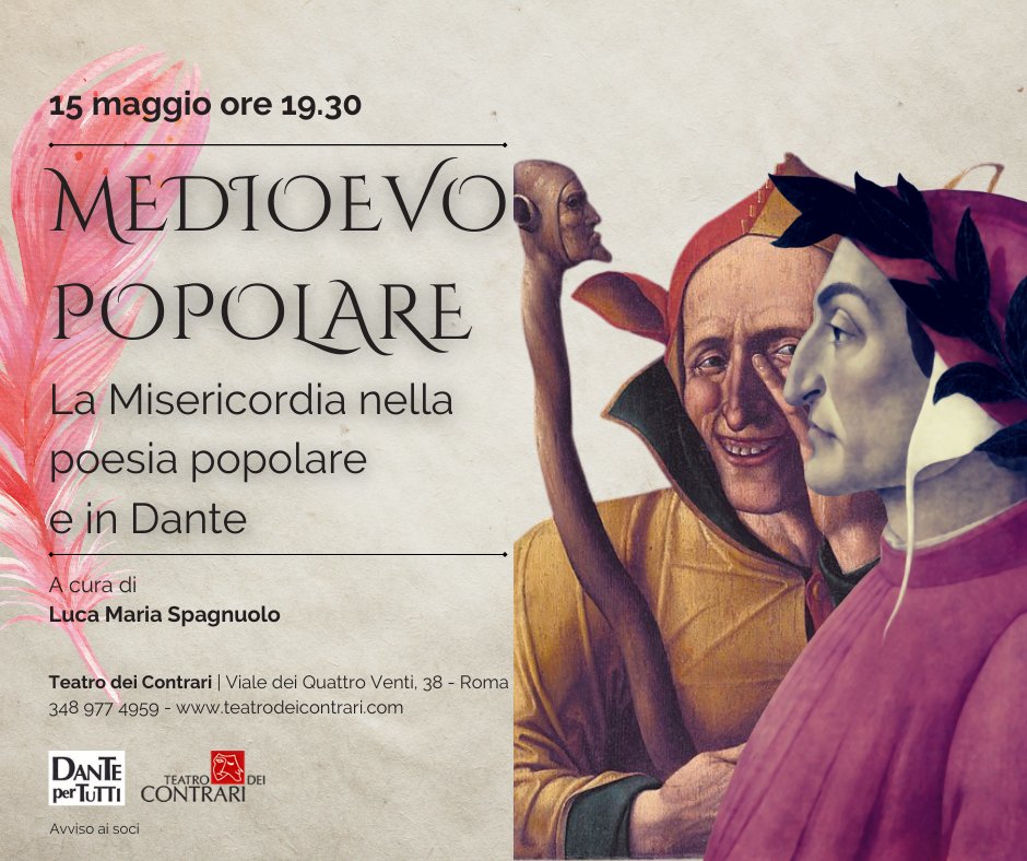 L'attesa è finita! 🎉
Unitevi a noi in questa nuova serie di incontri chiamati "Medioevo popolare".
Il primo appuntamento è per domenica 15 maggio, alle 19.30. 
E il tema sarà: la Misericordia. 🌟 
Volete saperne di più? Trovate tutto qui: facebook.com/events/1784738…