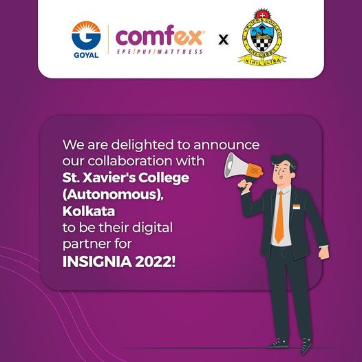 Kolkata’s biggest college fest is here, in collaboration with Comfex!
#comfex #mattressfactory #mattressfirm #mattresskolkata #epefoam #pufoam #rebondedfoam #epefoamkolkata #companyintroduction #goyalgroup #goyalgroupkolkata #collaboration #collab #stxavierskolkata
