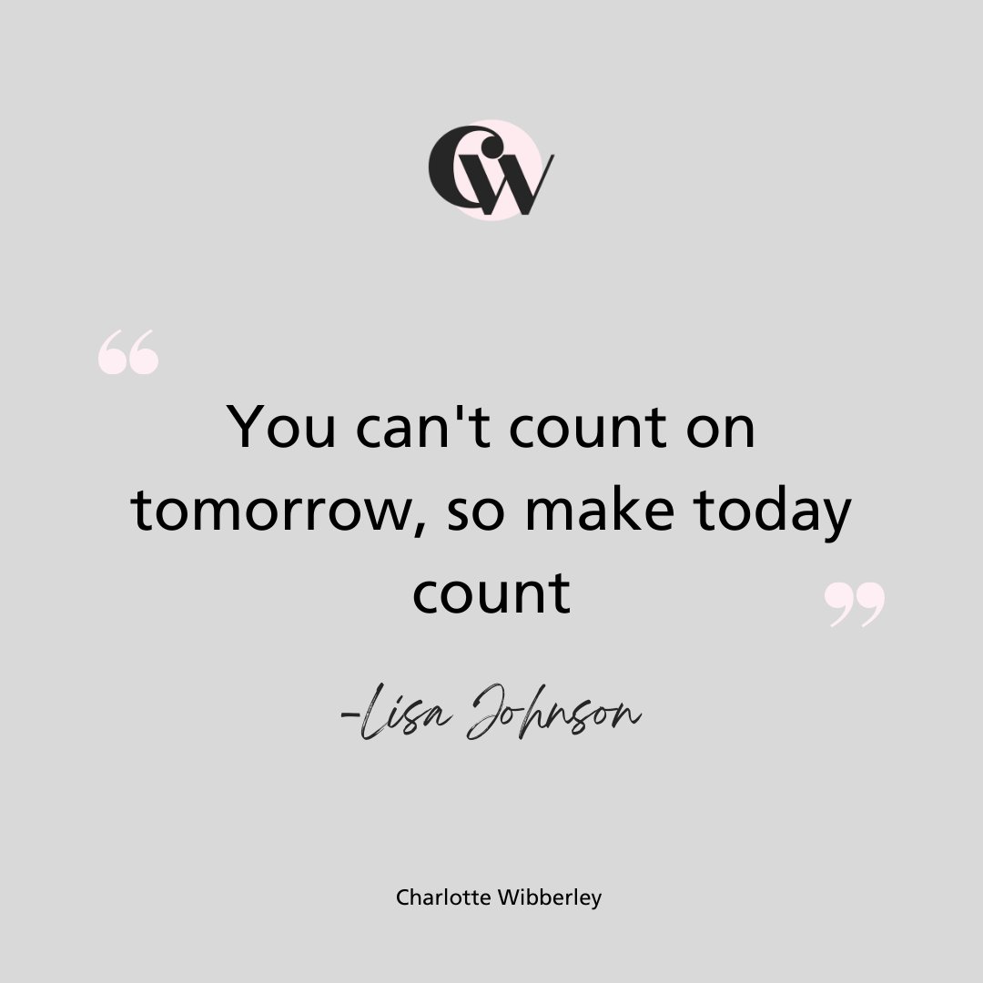 You can't count on tomorrow, so make today count! 

Well, we couldn't agree more @lisajohnsonstrategist

Let's do this! 💪🏻