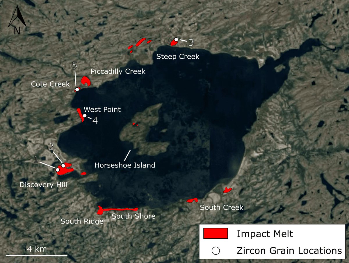 geologyUniBern's tweet photo. #IfGeoMonday 🔥"The hottest rock on Earth" Scientists found glass rocks with #zircon grains in Lake Mistastin🇨🇦 Based on the crystallography and microstructures of zircon, they determined that T was >2370 °C as a result of an #asteroid impact
📎More info: https://t.co/B8XZmZjYuV https://t.co/b2Yjb11Ppa