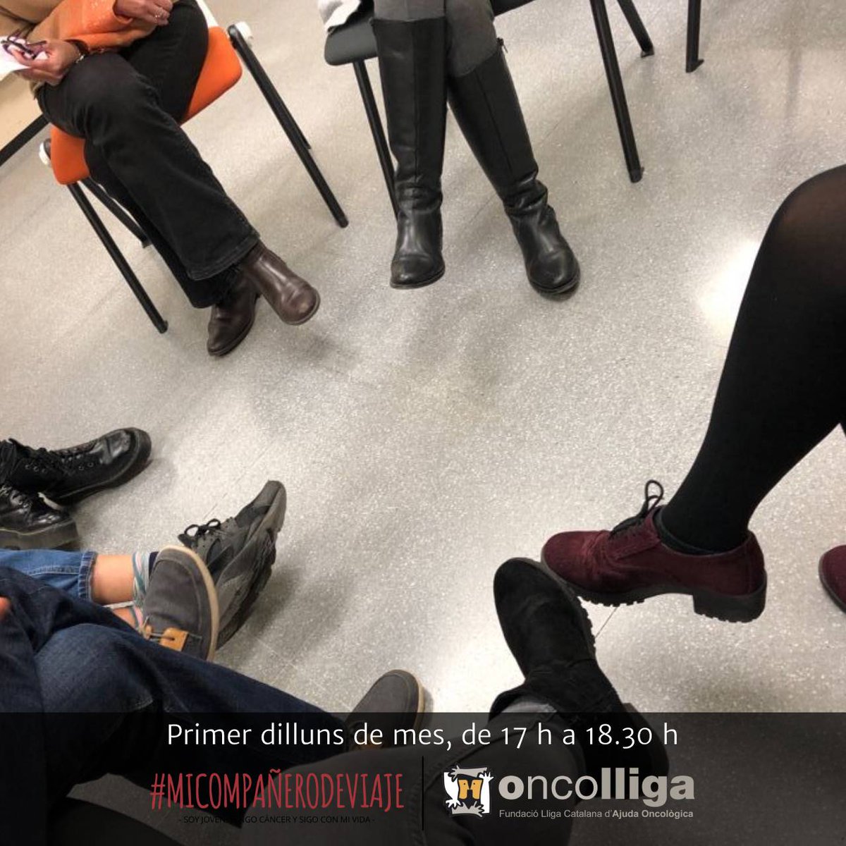 OncolligaCAT's tweet photo. 👉Mensualment organitzem un grup de suport a joves amb càncer, un espai per compartir experiències, vivències i sentiments amb el suport de dues psicooncologues d'Oncolliga i una voluntària testimonial de @micompideviaje.

📩Si necessites suport, contacta'ns! https://t.co/RVGTaqhQW3