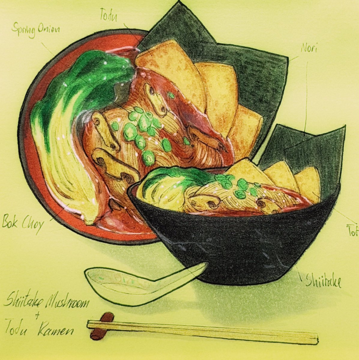 Some food drawings on post-it notes