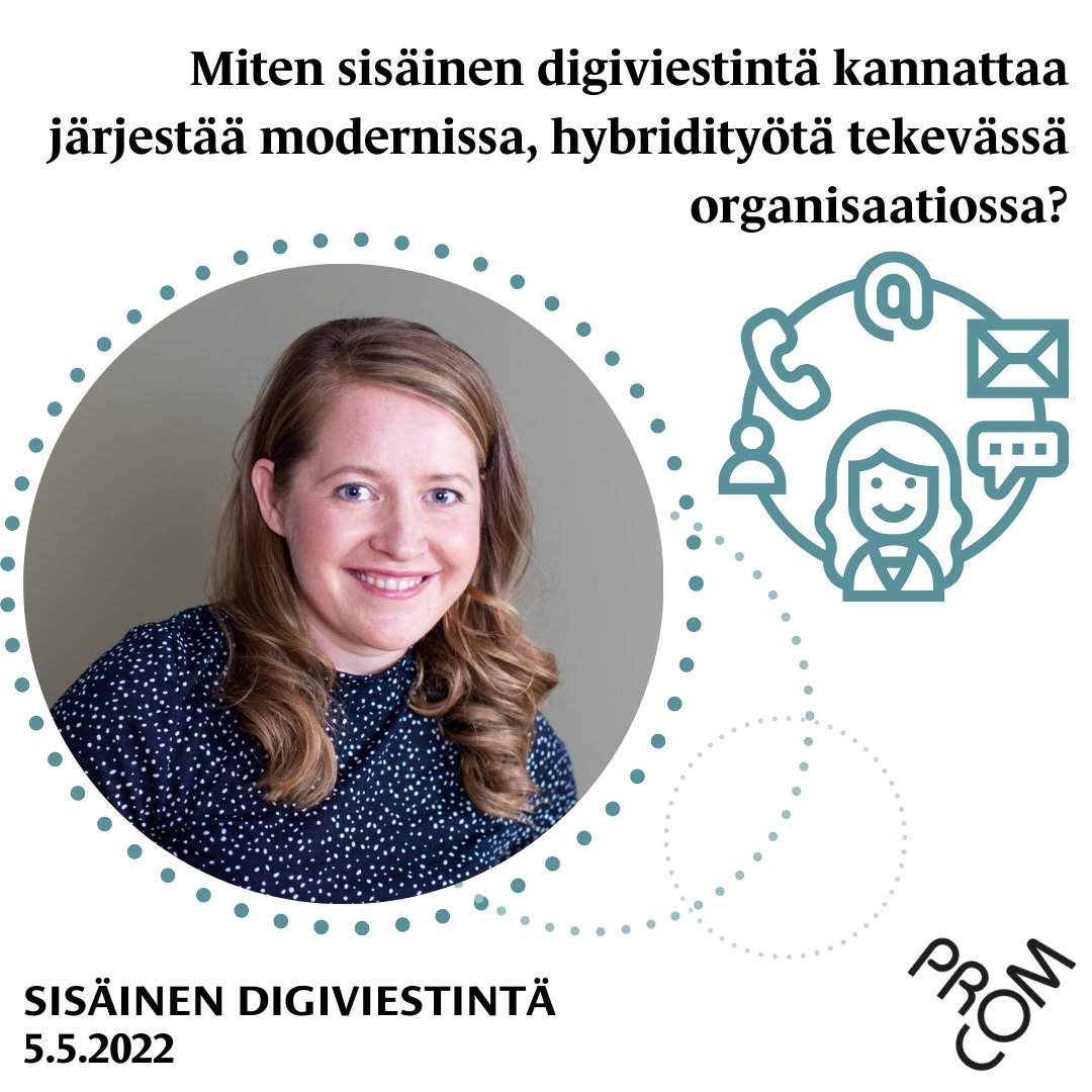 ProComRy's tweet photo. Mitkä ovat parhaat kanavat digiviestintään, ja miten niitä käytetään tehokkaasti? Koulutuspäivässämme 5.5. hypätään yhdessä @heidiselkainaho kanssa sisäisen digiviestinnän maailmaan. Ilmoittaudu mukaan ja kehitä osaamistasi digiviestinnän parissa: https://t.co/g1yfLyZ4NH https://t.co/yMx5wz8KIZ