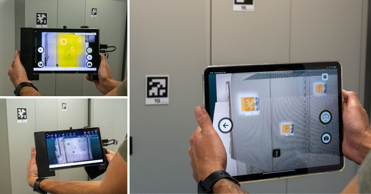 Laserscanningeu's tweet image. Gute Neuigkeiten für alle Handscanner-User!

Wir sind gerade in der Erprobungsphase neuer magnetischer AprilTags. Top Ergebnisse bisher auf dem iPad Pro und dem @DotProduct DPI-10. Wir testen weiter, bleibt gespannt.
#apriltags #mobilescanning #iPadLiDAR #testing #accessories