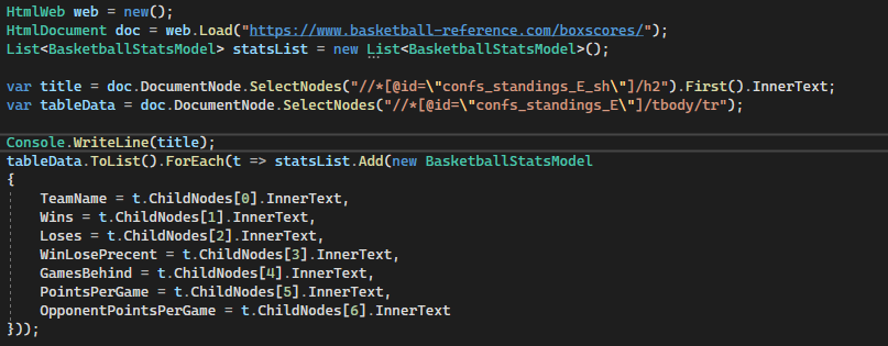 MaxHansenDev's tweet image. WebScraping was simpler than i thought. Demo program reads from a table element and maps the rows child nodes to string variables.
HtmlAgilityPack is a joy to learn.
Now to make a scheduler and send Emails
#Csharp #dotnet #WebScrape