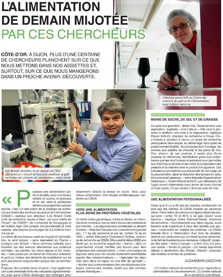 L'application Croc'noteurs, développée par ChemoSens, présentée dans Le Bien Public et Le Progrès, dans un article sur l'#alimentation de demain mijotée par les chercheurs du #CSGA.