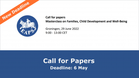📢 Call for papers

Are you an #earlycareer scholar interested in #families and #child development &amp; wellbeing? Join this exciting masterclass just before #EPC2022 with <a href="/ProfVeenstra/">René Veenstra</a> as the keynote speaker!

bit.ly/3kz2zZw