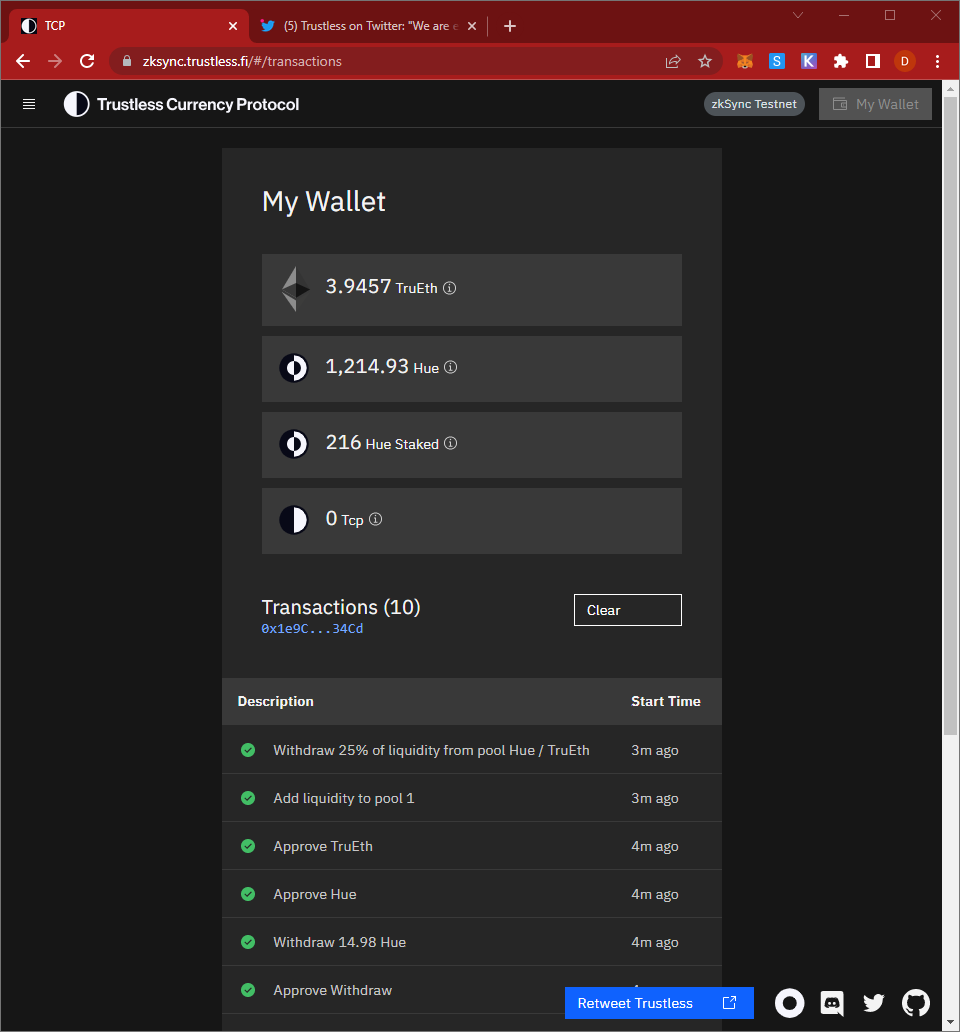 av_airdrop's tweet photo. i have try all the features from Create Position, Add LP , Remove LP , Stake and Unstake , everything good !!

#Trustless https://t.co/I7zuYiKHS7