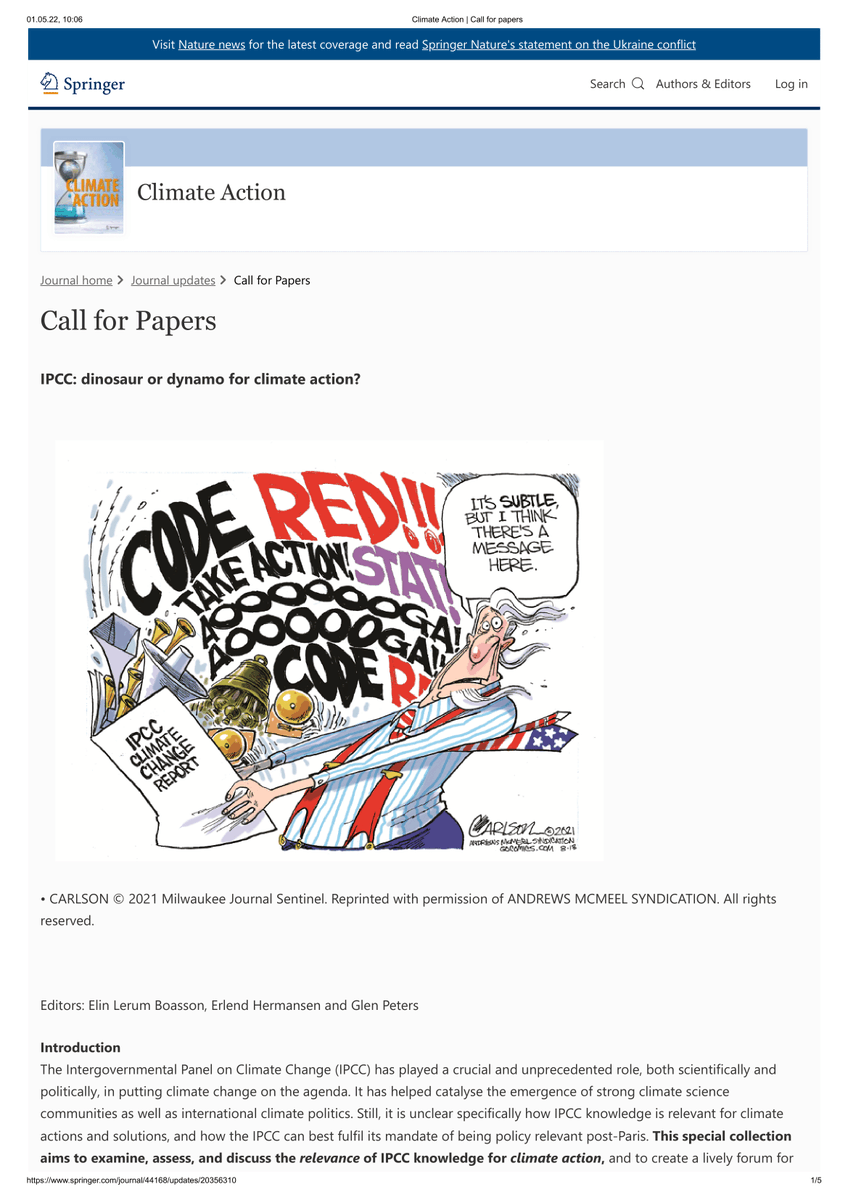 ClimateActionSN's tweet photo. 📢 🚨 NEW CALL FOR PAPERS
Despite IPCC's many achievements, it is still unclear whether the #IPCC  is relevant to #ClimateAction. This special collection aims to examine, assess, and discuss the relevance of IPCC knowledge for #climate  #action. Read here: https://t.co/pPFGZEjzyu https://t.co/uBLc25AkcW