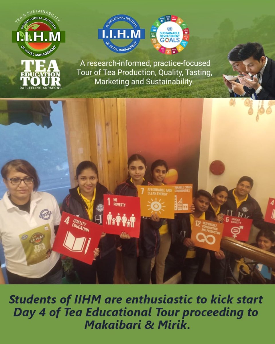 IIHMHOTELSCHOOL's tweet photo. Students of IIHM are enthusiastic to kick start Day 4 of the Tea Educational Tour proceeding to #Makaibari &amp; #Mirik.
Join IIHM at https://t.co/lgICMNjKBQ 
#IIHMTeaEducationTour #tea #sustainability #sustainabilitymatters #teaconnoisseur #teatottler #educationtour #iihmbest3years https://t.co/yB4y1qbJAX