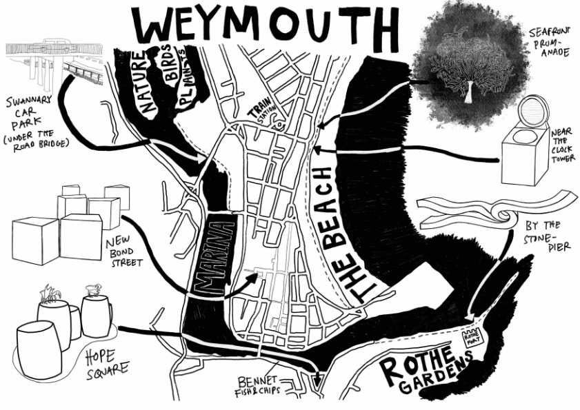 Limited edition of Dear Weymouth...#zine launch on May 14th and 15th in #Weymouth Town centre. Meet the artists Alec Stevens and Jo Kimber, find out more 
 + take part in FREE activities b-side.org.uk/events/dear-we… #FamilyFriendly #WhatsOnDorset #WeymouthSculptureTrail #PublicArt