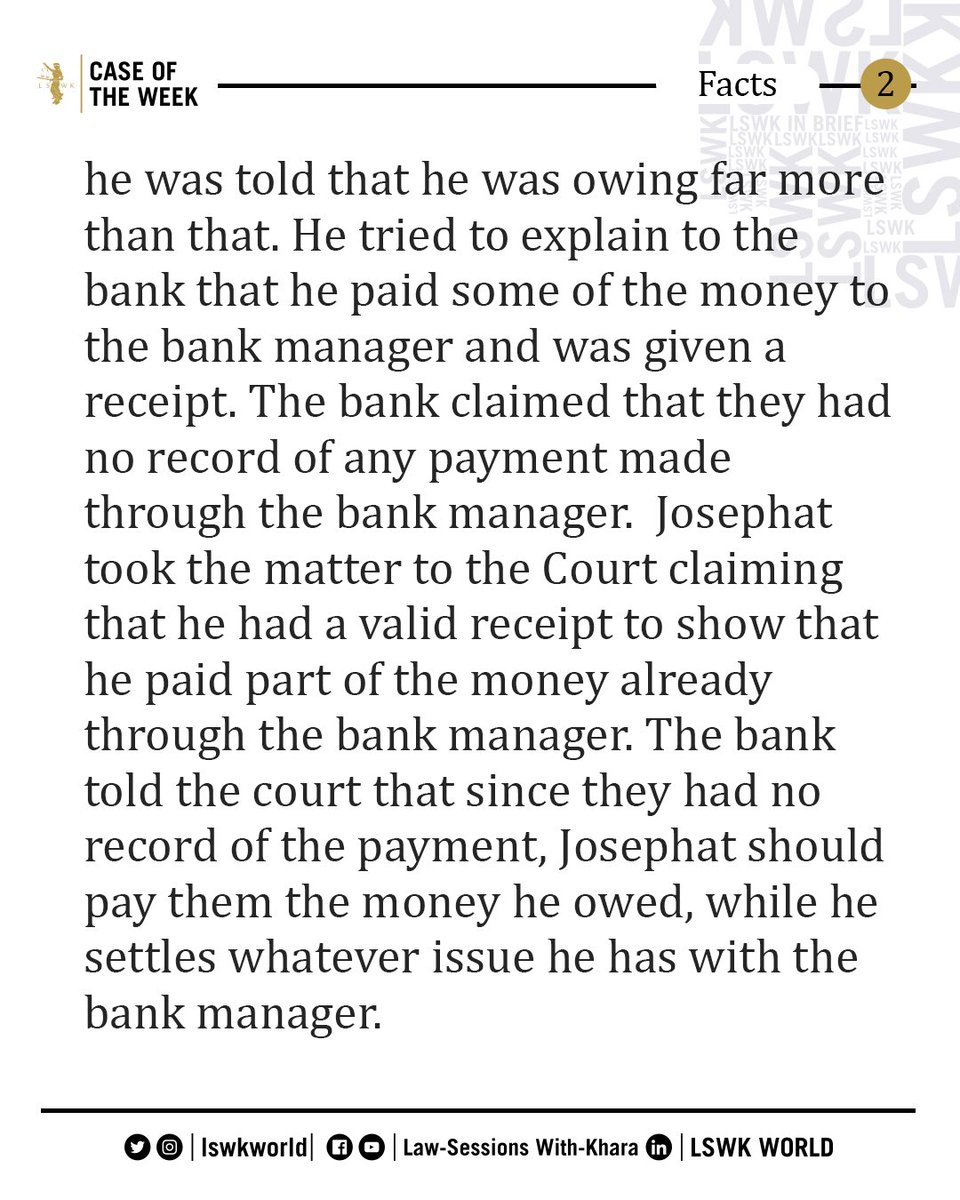 lswkworld's tweet photo. ••• #LSWKCaseOfTheWeek: African Continental Bank Ltd. Calabar V. Josephat O. E. Agbanyim [1960] SCNLR PG 57
•
This is a case of fraud by the bank manager of the bank.
••••••
#LSWK #Legal #CaseLaw #Law #Khara #HTHEXIII https://t.co/lKlLABM5C5