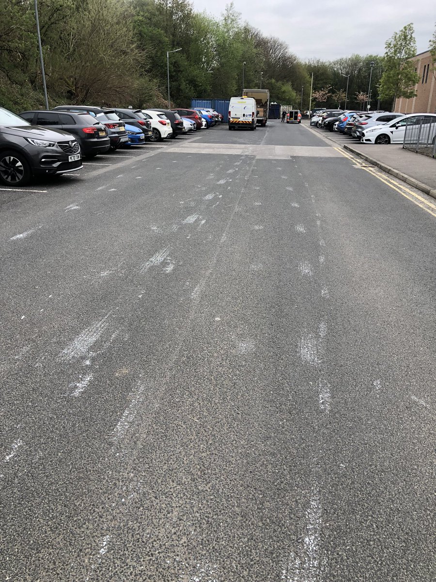 GraffitiLtd's tweet photo. Graffiti Away have safely removed white paint from this carpark in Manchester without damaging the tarmac surface using a high pressure hot water system  #paintremoval #GraffitiAway https://t.co/ADfkW7j3Jj