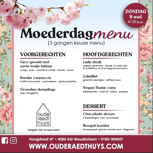 mailchi.mp/25222cd6075f/m… Verras je moeder met dit heerlijke 3 gangen keuze menu.