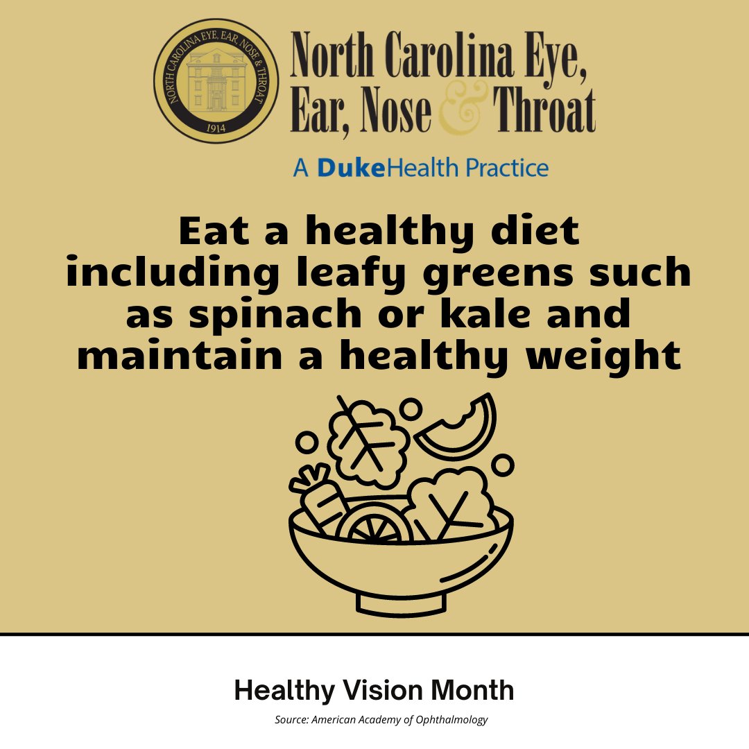 NCEENT's tweet photo. May is Healthy Vision Month! Learn about the steps you can take to keep your eyes healthy as you get older. 
#healthyvisionmonth
#nceent https://t.co/XcKbTmVbVT